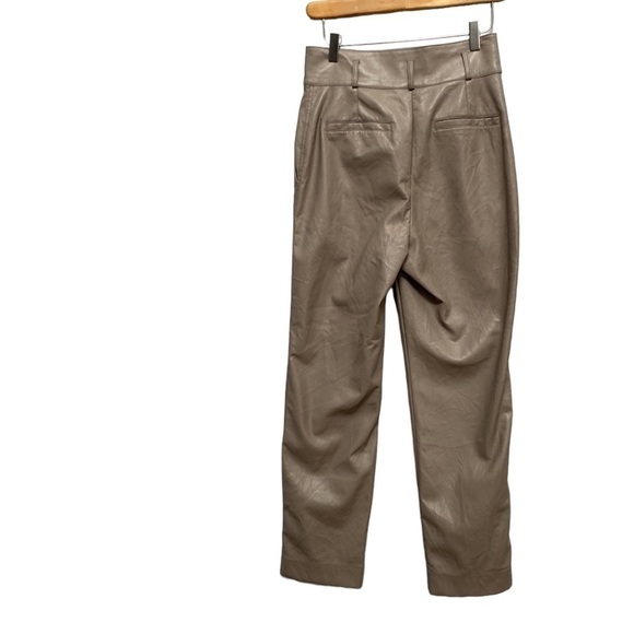 ARITZIA Babaton Vegan Leather Caramel/Cream Belted Pants Size 4 - Picture 8 of 13